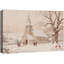 «Vintage Snowy Church Scene with Birds and Chiffres», reproduction d'art sur toile-120640604-120350603-120350604