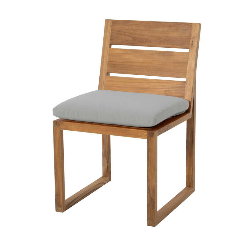 Venice Teak Patio Dining Side Chair with Cushion, Granite