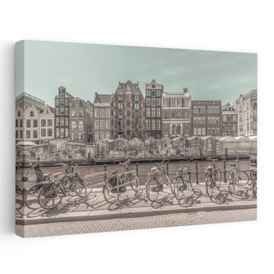 Amsterdam Canal Bicycles Retro Vintage Abstract Architecture City Wall Art Print