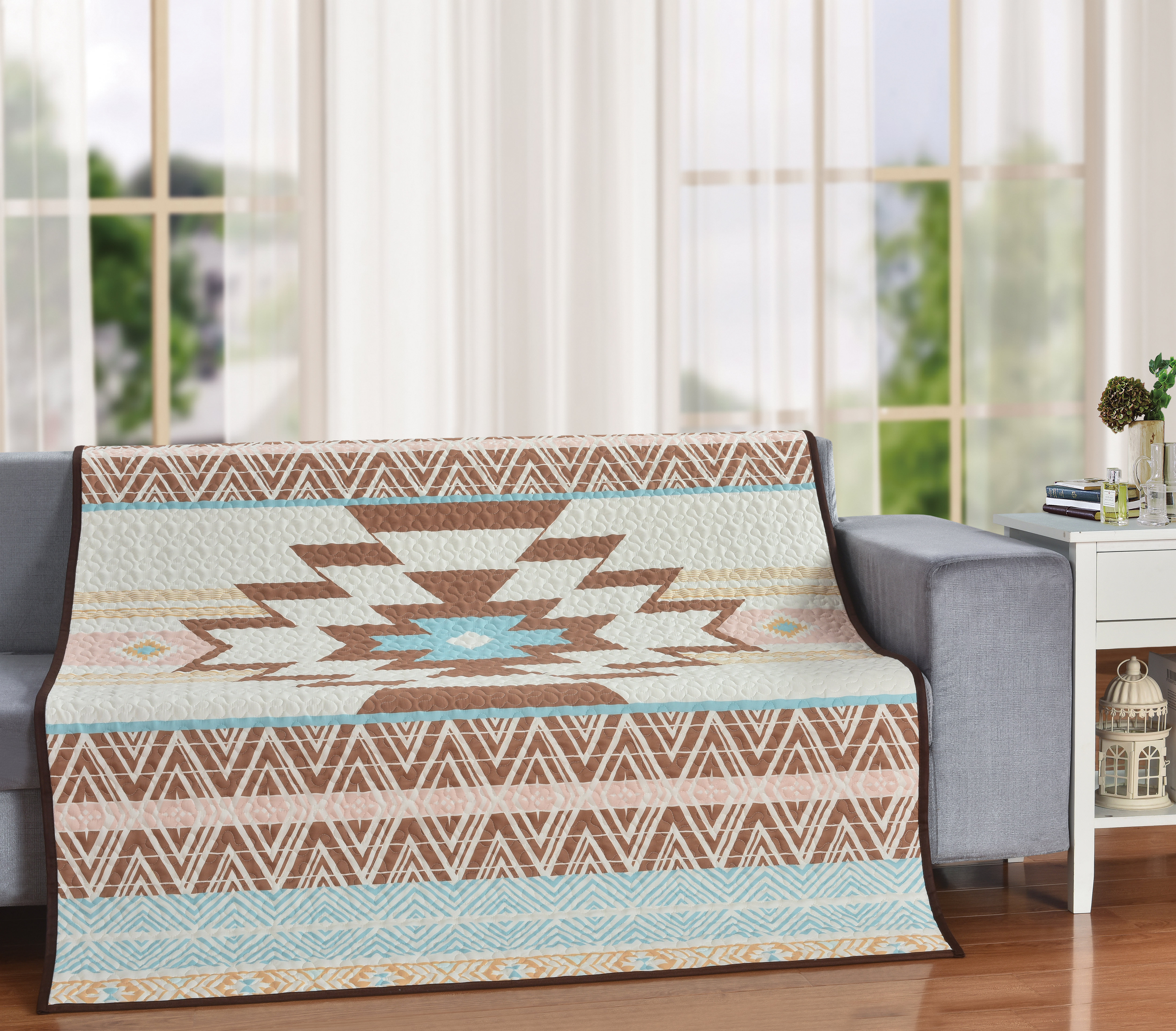 Sedona Springs Southwestern Boho Geometric 60 x 50 Decorative Throw Quilt  Blanket