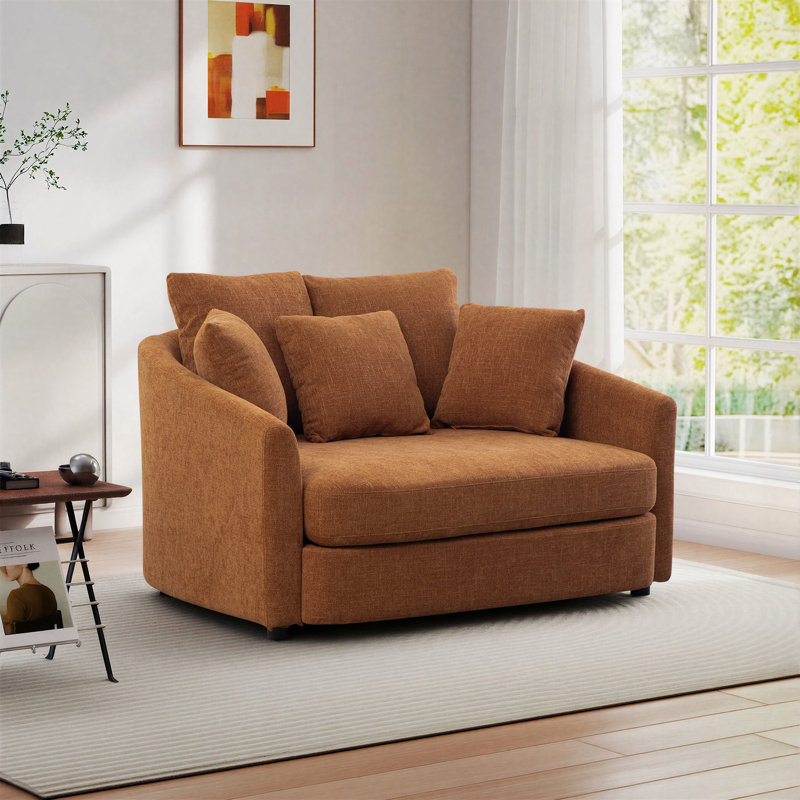 Fauteuil d'appoint en chenille surdimensionné, Orange