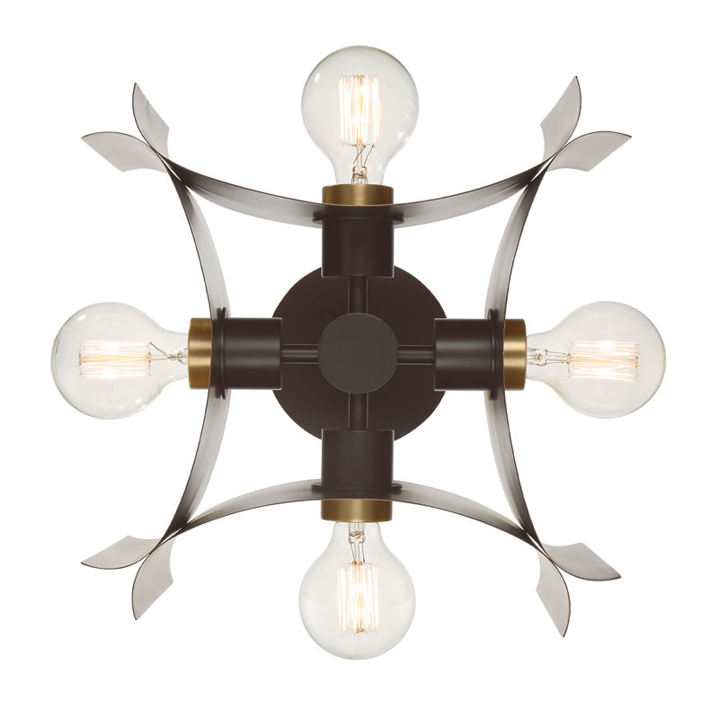 Plafonnier semi-encastré à 4 lumières 17 po Metallo, Nickel rétro