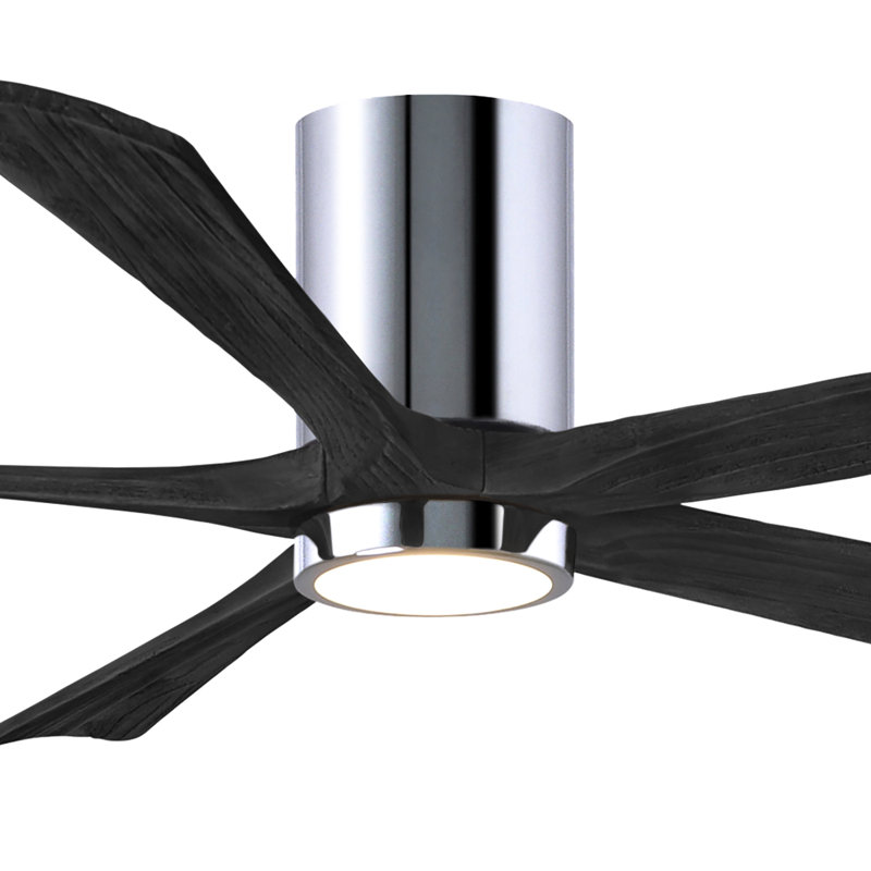 Ventilateur de plafond à 5 pales DEL avec ensemble d'éclairage inclus Irene, Chrome poli, 60", Noir mat