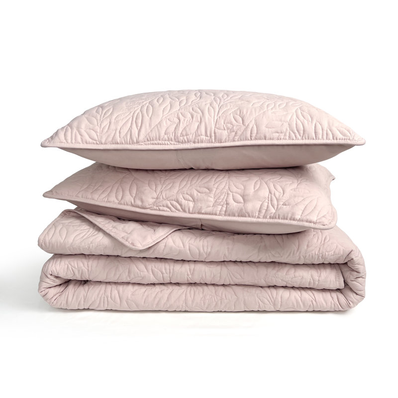 Ensemble de courtepointe en microfibre ultra-douce 3 pièces LUMina Lou, Rosé