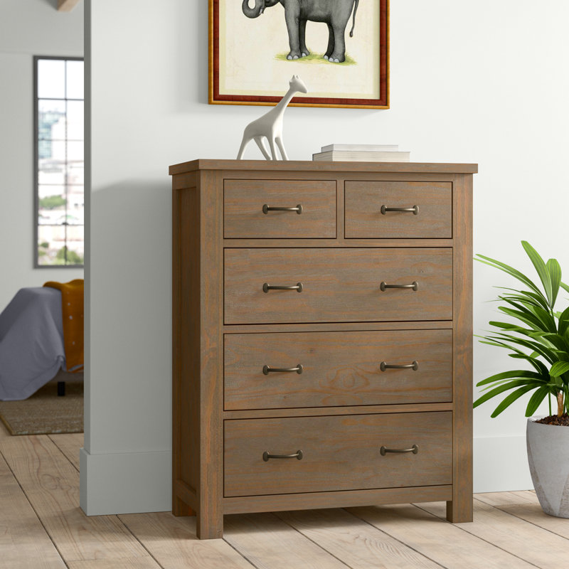 Commode 5 tiroirs Mateo, Bois flotté