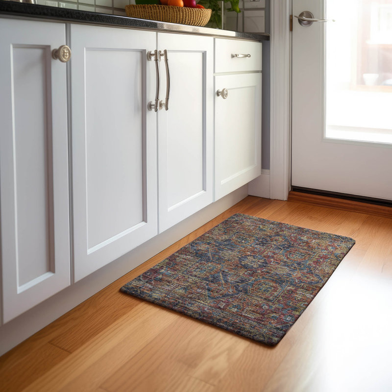 Premium Machine Washable Cerrito AMF571 Red Rug, Rectangle 1'8" x 2'6"