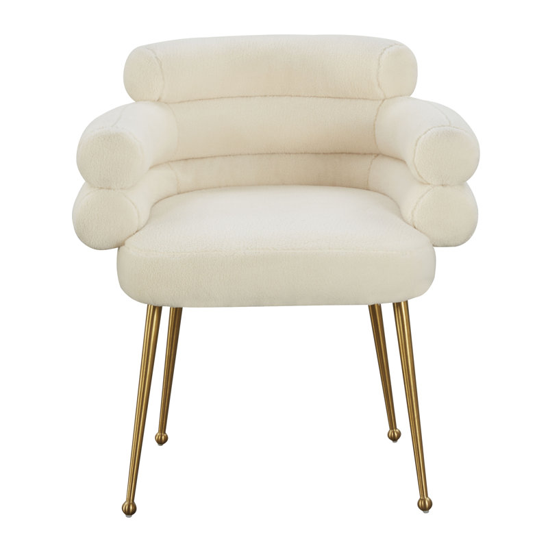 48.8cm H Faux Sheepskin Upholstered Armchair in Cream