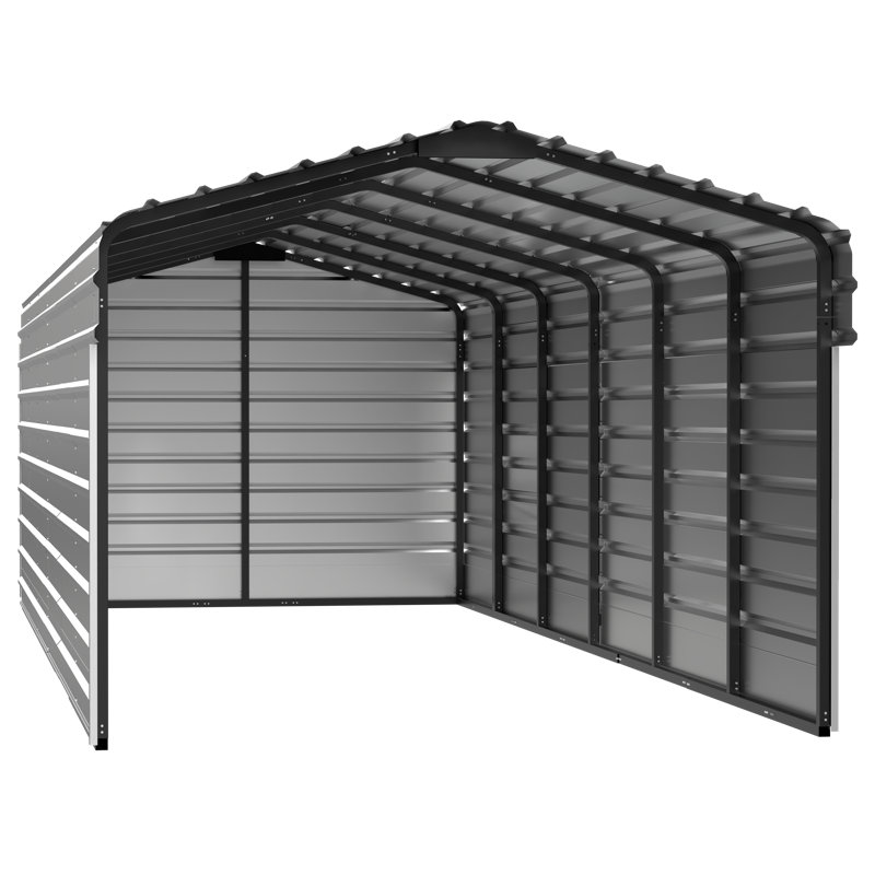Abri d'auto en acier avec 3 ensembles muraux, 10X29X07, Blanc