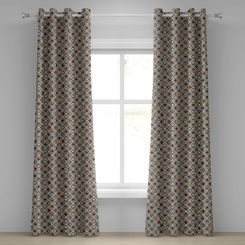 Rideau à œillets décoratif à 2 panneaux East Urban Home, 50 po, rubis sépia bleu foncé, L 50 po x L 108 po