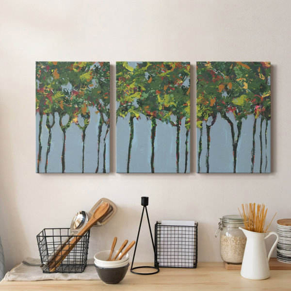 Red Barrel Studio® Sunset Trees II Framed On Canvas 3 Pieces Print ...