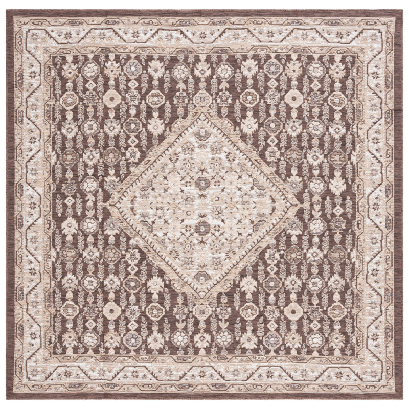 Karrera Sunrise Performance Oriental Indoor/Outdoor Area Rug, Square 6'7"