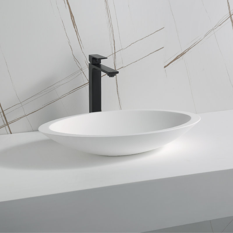 Matte White Acrylic 23" Oval Above-Counter Vessel Sink