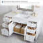 Ensemble de meuble-lavabo autoportant en MDF avec 6 tiroirs et 2 portes, ensemble de meuble-lavabo blanc avec cuve en composite, charnières à fermeture en douceur et poignées en métal argenté 48 po-1860412924-1860412926