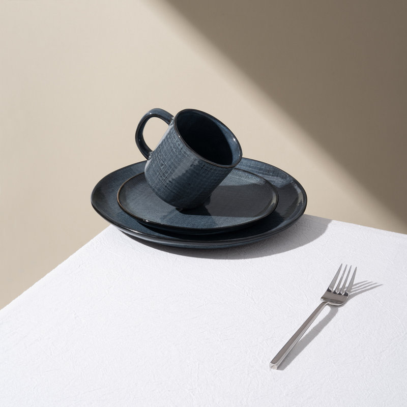  Ensemble de 4 tasses à café en grès, Gris foncé