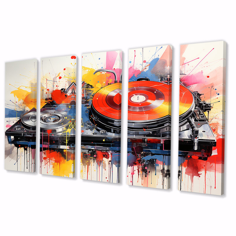 Ensemble de 5 plaques tournantes Pop Art, H 28 po x l 60 po