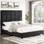 Lit double tapissier pour chambre à coucher avec revêtement et traverses latérales Structure en contreplaqué emboîtable moderne gris