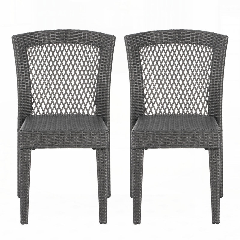 Outdoor Rattan Sidechair, Gray