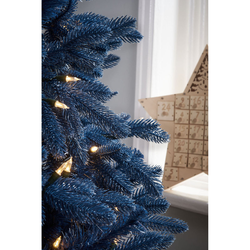 Blue Realistic Fir Christmas Tree with 350 LED Twinkling Lights, 7' H