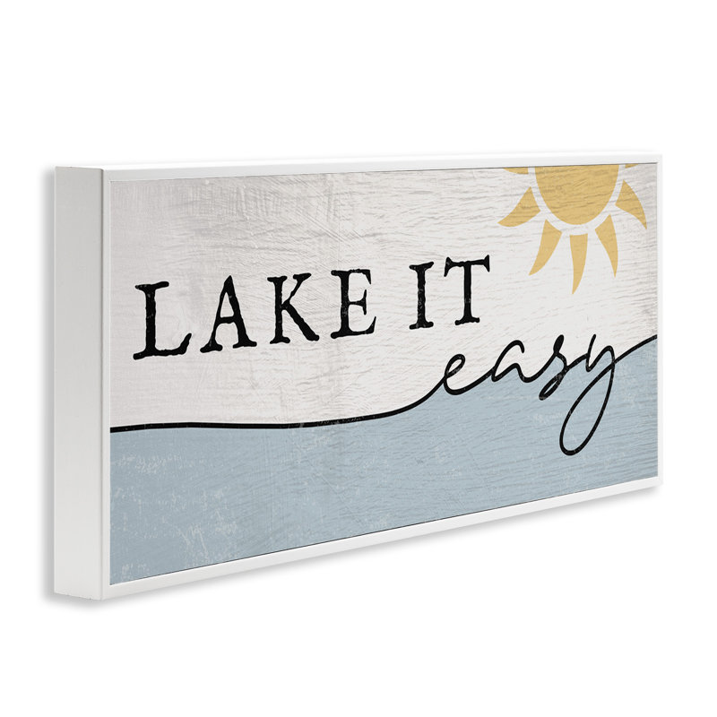 «Nautical Pun Lake It Easy», eau ensoleillée, H 13 po x l 30 po, Giclée encadrée blanc bord de mer