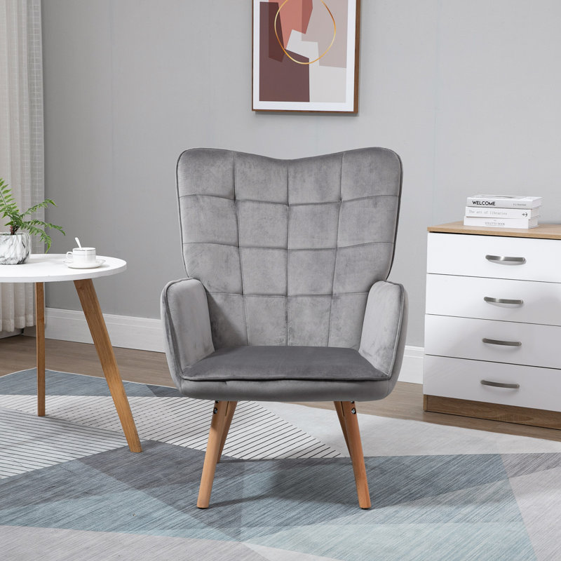 Cayden Armchair, Grey Velvet