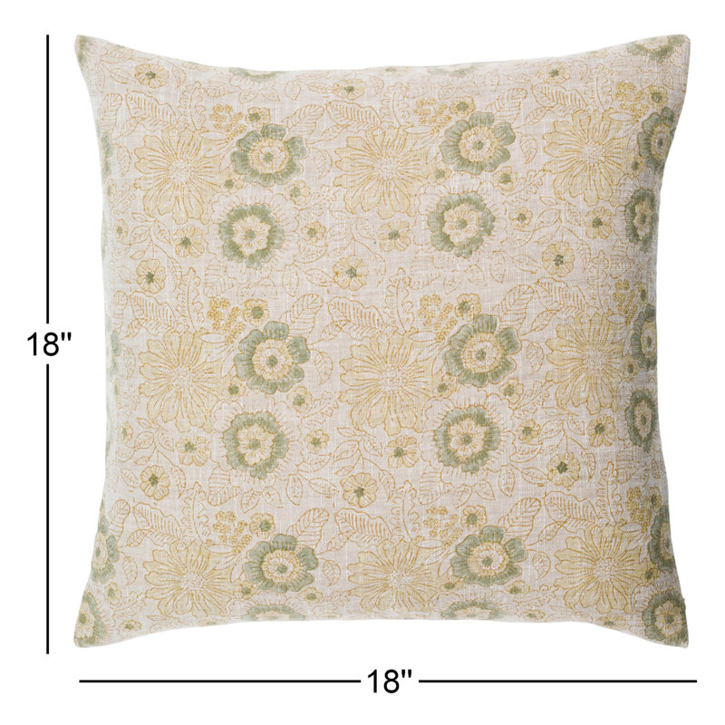 Coussin décoratif en mélange de lin Tambra, 18 po x 18 po, Inférieur