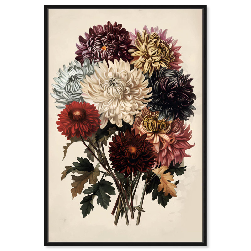 Art, art floral, nature morte, toile, Cadre flottant noir, H 16 po x l 11 po