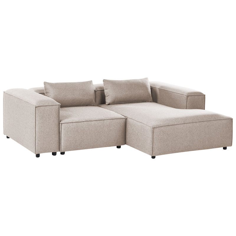 3 Seater Fabric Corner Sofa , Light Brown, Left Hand Facing