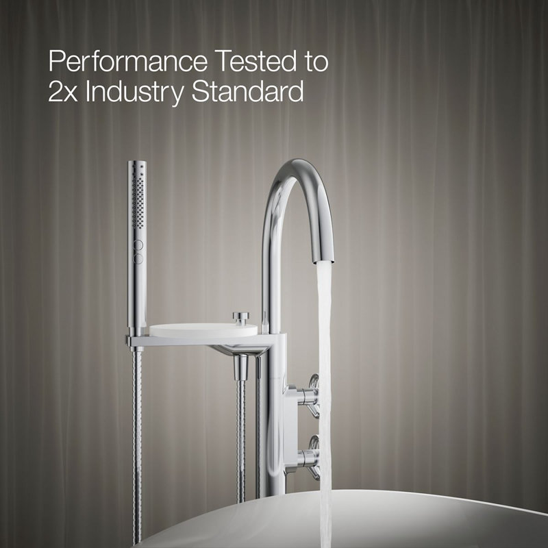 Components Floor-Mount Bath Filler Trim, Polished Chrome, Wheel Handle
