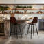 Swivel Upholstered Counter Stool with Metal Frame