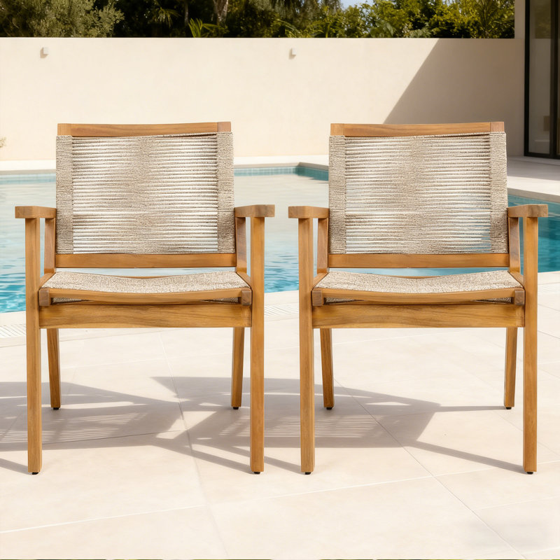 Ensemble de 2 chaises de patio en bois massif
