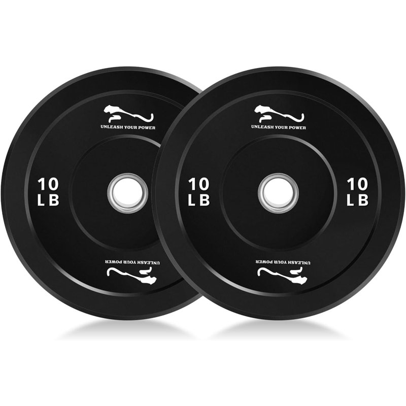 Rubber Coated 10LB Weight Plate Pair for 2" Bars, Noise Reducing Home Gym Plates