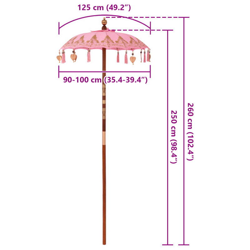 Beach Parasol, 260cm H x 95cm W x 95cm D, Cream Abstract
