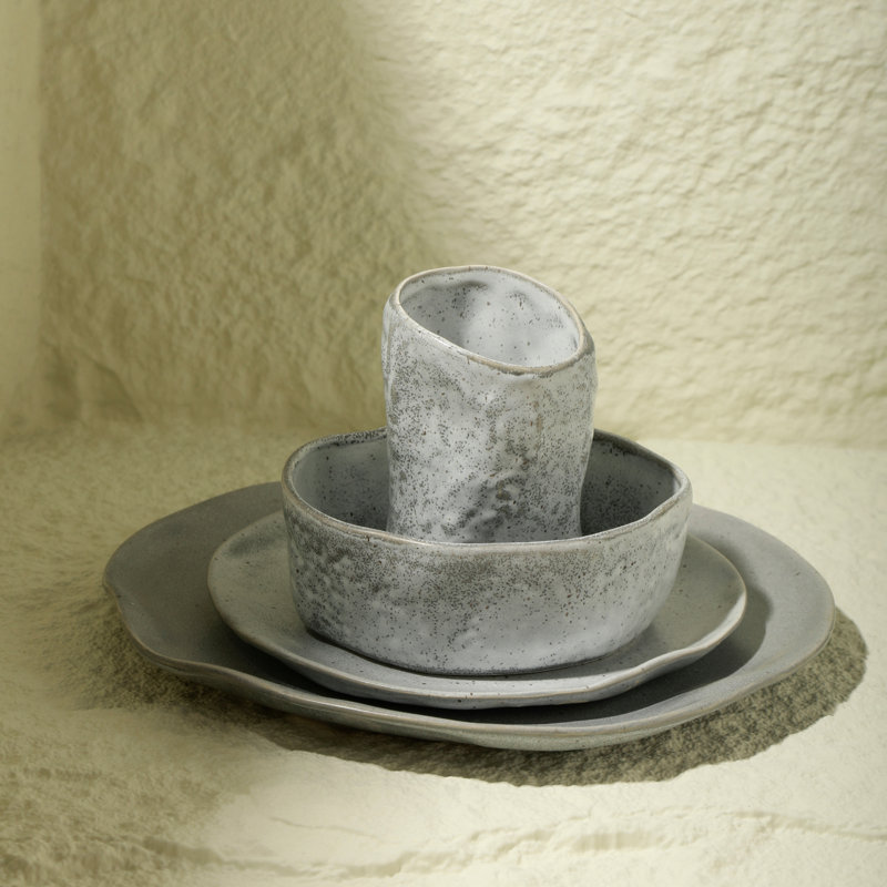 Atik 32-Piece Grey Speckled Ceramic Dinnerware Set, Service for 8