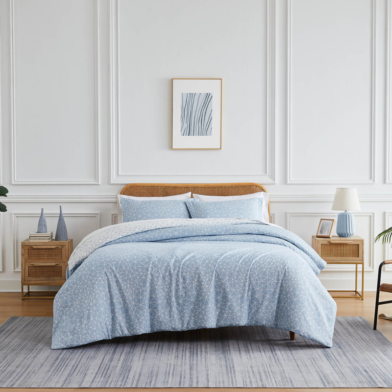 Geometric Maze Oversized Reversible Microfiber Comforter Set by Southshore Fine Linens, Taupe, Queen Comforter + 2 Shams