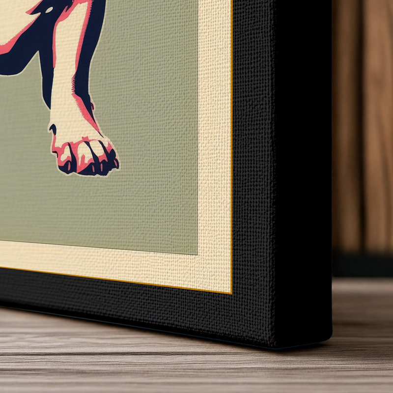 Pop Art Bulldog Modern - Wrapped Canvas, 36x24 - 91.4 x 61.0 cm, Black Border