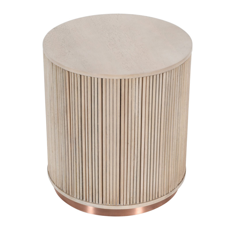 Table de bout avec plateau de rangement Derbey, Blanc délavé