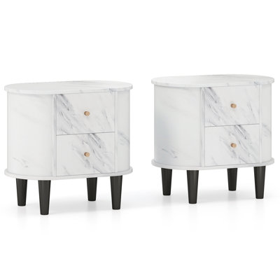 Table de chevet avec table de chevet en faux marbre à 2 tiroirs pour les petits espaces