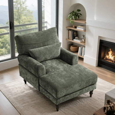 Chaise longue moderne en chenille avec coussin lombaire