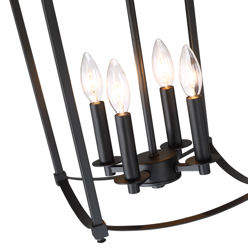 4- Light Matte Black Pendant Light, 20.08" H X 12.01" W X 12.01" D, Matte Black, 4 Lights