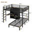 Lit superposé double au-dessus de simple avec bureau pliant, garde-robe avec DEL, peu encombrant, réduction du bruit