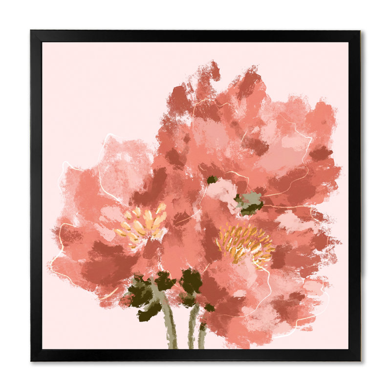 Bouquet de pivoines, fleurs, art mural traditionnel sur toile, Impression noire sur toile encadrée