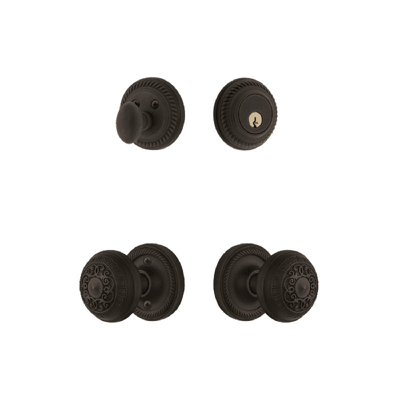 Nostalgic Warehouse Rope Rosette Entry Set with Egg & Dart Knob, Oil Rubbed Bronze, 2.375