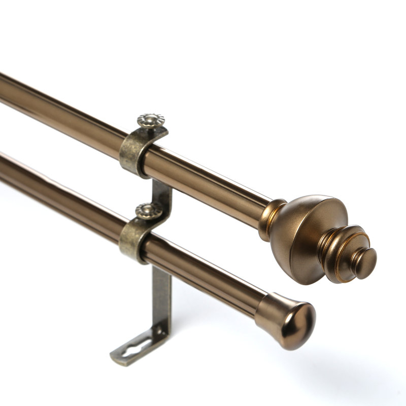 Tringle à rideaux double ajustable Milani, De 28 po à 48 po de largeur, Laiton antique