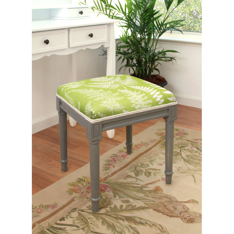 Tabouret de coiffeuse en lin Camiah Cathay, Noyers, Vert chartreuse