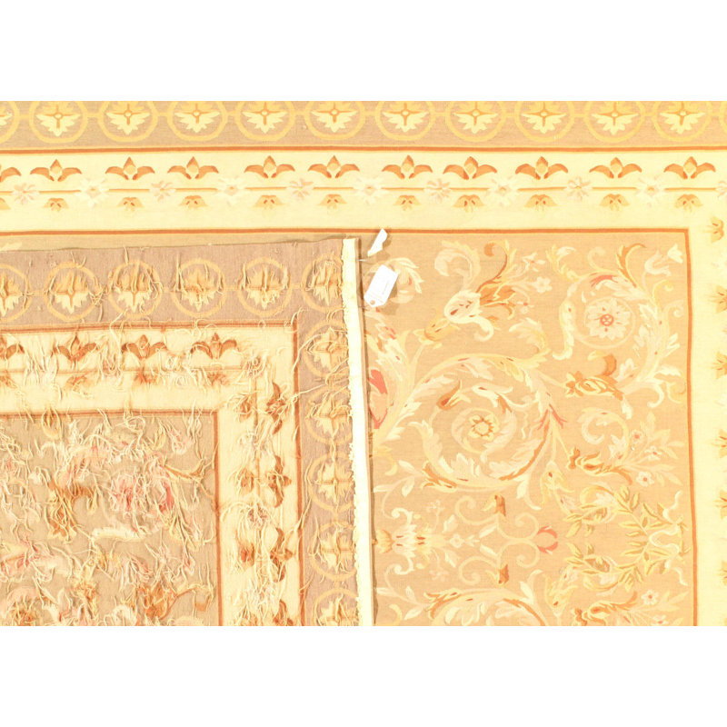 French Aubusson Wool Oriental Area Rug in Ivory