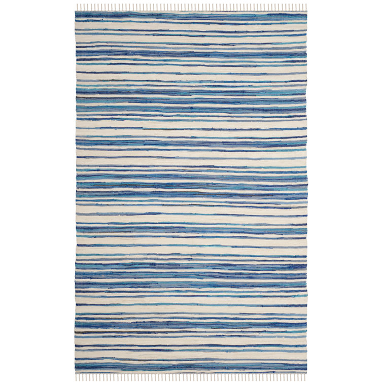 Brogun Handwoven Cotton Ivory/Blue Area Rug