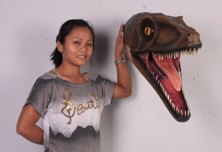 Velociraptor Dinosaur Head Life Size Statue