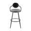 Carnation 26" Swivel Counter Stool In Black Iron With Vintage Gray Faux Leather And Black Wood Back