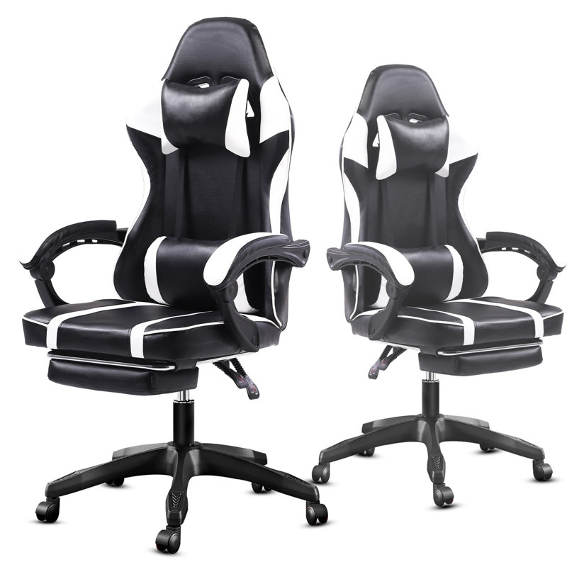 Wrought Studio™ Adjustable Reclining Leather Swiveling PC & Racing Game Chair, Black