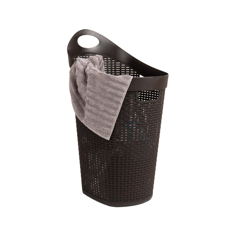 Brown Wicker Rolling Laundry Hamper with Lid and Wheels